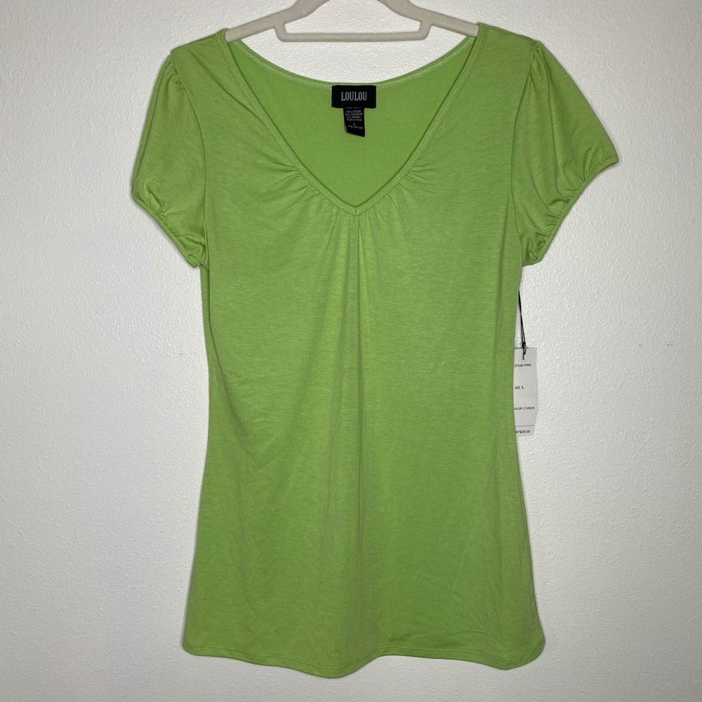 NEW Lou Lou Short Sleeve Green Top